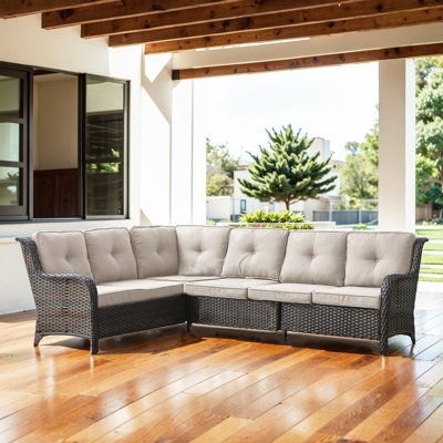 Ensemble de patio d'extérieur en L de 100,2 po de large avec coussins Deb