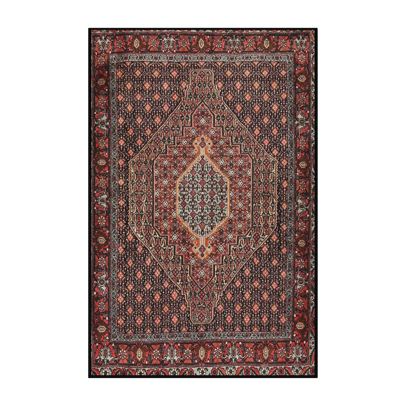 Tapis traditionnel rouge / bleu / beige, Rectangle 4 pi x 6 pi