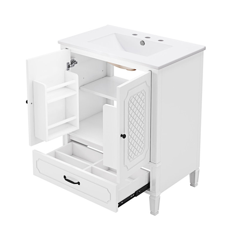 Ensemble de meuble-lavabo avec lavabo double, Blanc, Noir