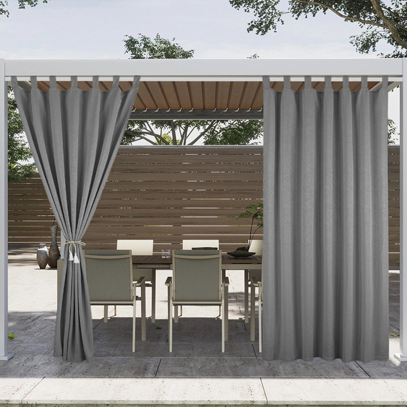 Waterproof Thermal Insulated Outdoor Patio Curtain, Gray, 52" W x 108" L
