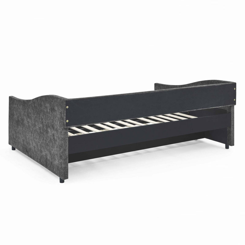 Daybed with Twin Size Trundle, Gray, Full/Double