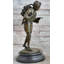 Statue art déco en bronze à base de marbre, écolier chinois