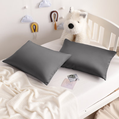 Paquet de 2 taies d'oreiller pour tout-petits en satin de soie luxueux avec fermeture à glissière cachée 13 x 18 po