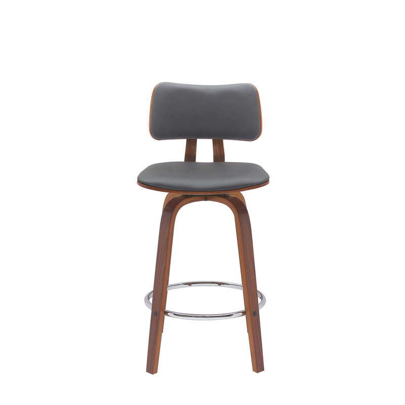 Tabouret pivotant en bois massif Aylis, Tabouret de comptoir (siège d'une hauteur de 26 p, Gris, Noir, noir, noir, noir