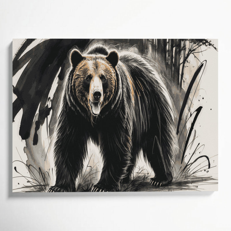Faune, ours gris, art mural sur toile, H 20 po x l 24 po