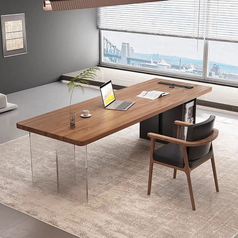 Bureau d'ordinateur moderne en bois massif, H 29,5 po x l 63 po x P 27,6 po