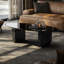 Table basse ovale en marbre clair de luxe-104312143