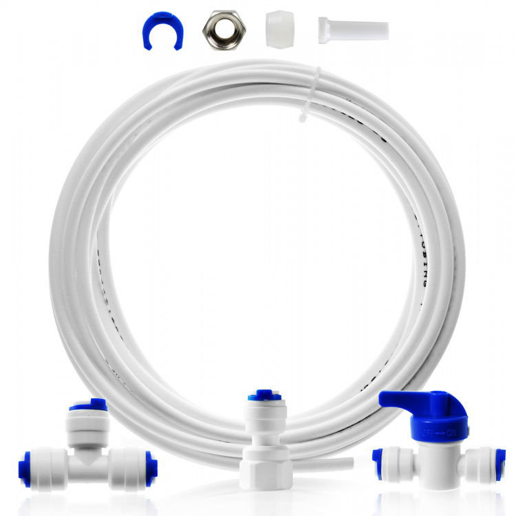iSpring ICEK, trousse de raccordement pour ligne d'eau de réfrigérateur ultra-sécuritaire et machine à glaçons pour systèmes d'osmose inverse et filtres à eau, 1/4 po, 20 pieds