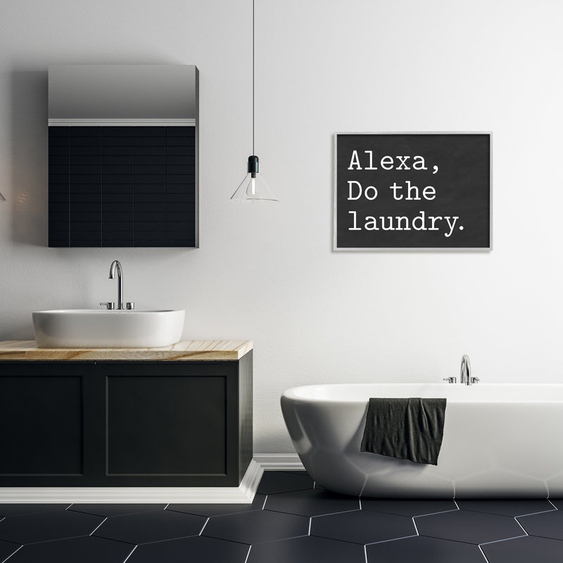 Alexa, Do the Laundry Expression Modern Minimal par lettré et doublé, H 24 po x l 30 po, Giclée encadrée blanc bord de mer