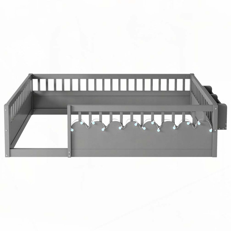 Structure de lit Montessori, Gris, Lit double