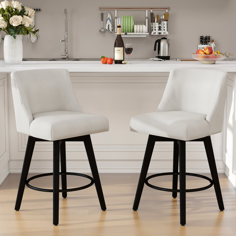 Novogratz 360° Swivel Bar & Counter Stools - Solid Wood Frame(Set Of 2), White