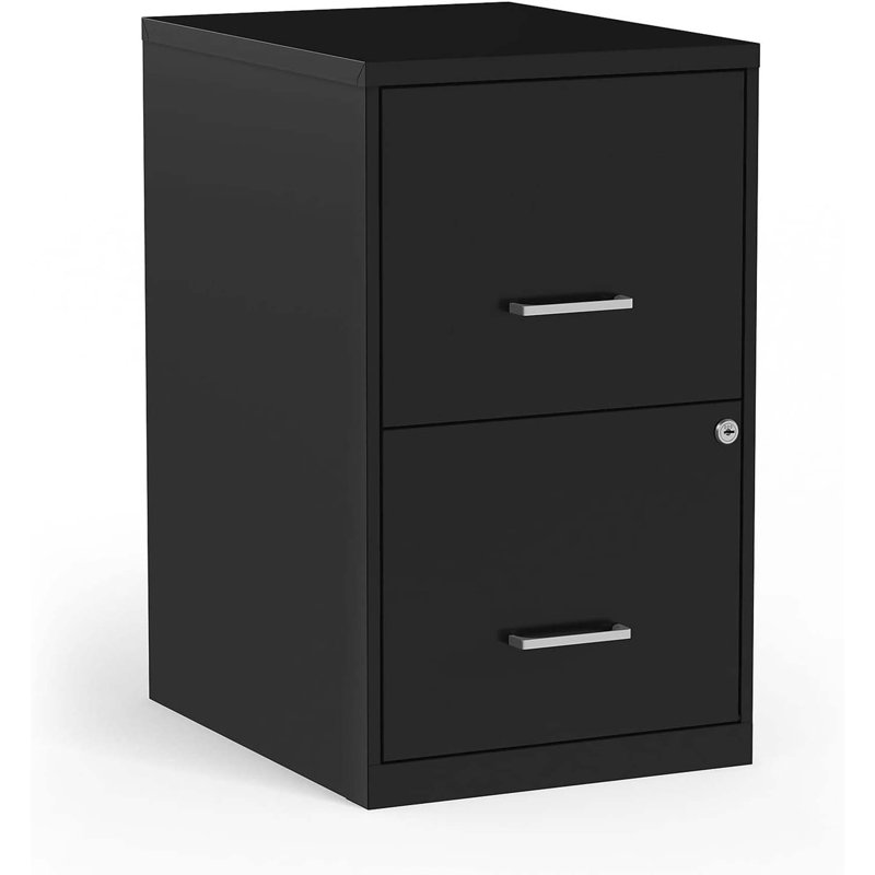 2-Drawer Vertical File Cabinet, Letter Size Documents, Lockable, 18.9" D X 14.3" W X 24.1" H, Black