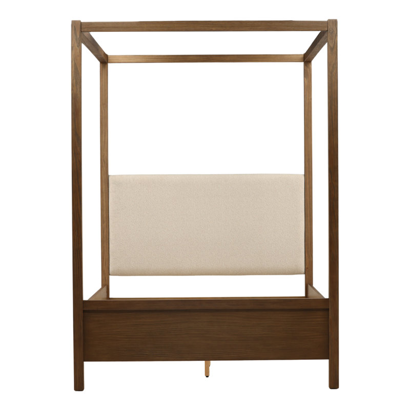 Emmalyn Solid Pine Wood Panel Bed, Everest Cream, Eastern King, Queen, Dark Brown
