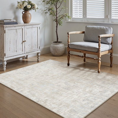 Elegant Modern Machine Washable Area Rug in Beige