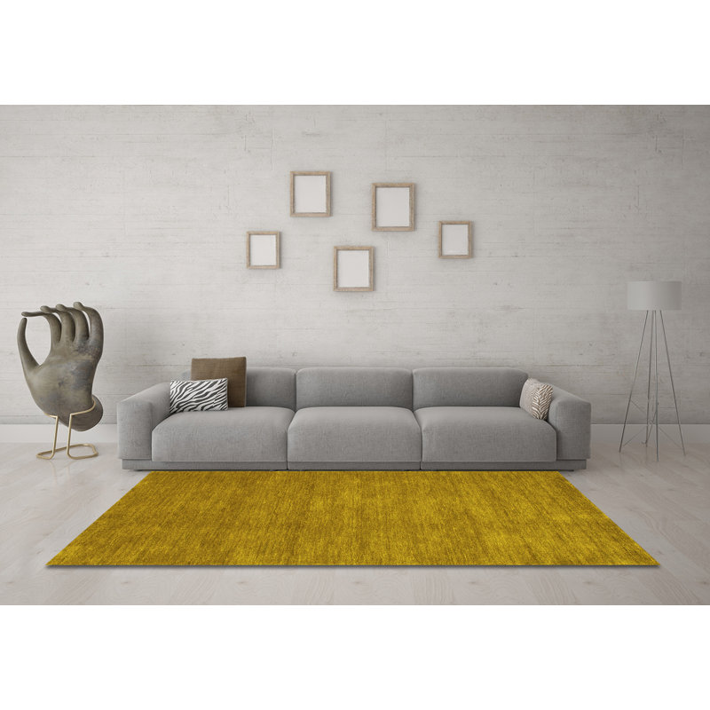 Tapis contemporains jaunes lavables à la machine 85, Carré de 6 pi