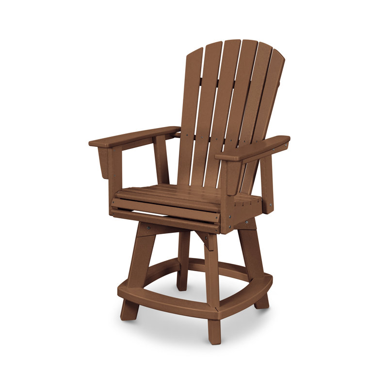 Chaise de comptoir pivotante Nautical Curveback Adirondack, 23,25 po, Teck