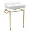 Whitehaus 24" Console with Integrated Rectangular Bowl, Brass Leg Support and Side Towel Bar-27330536-27330540