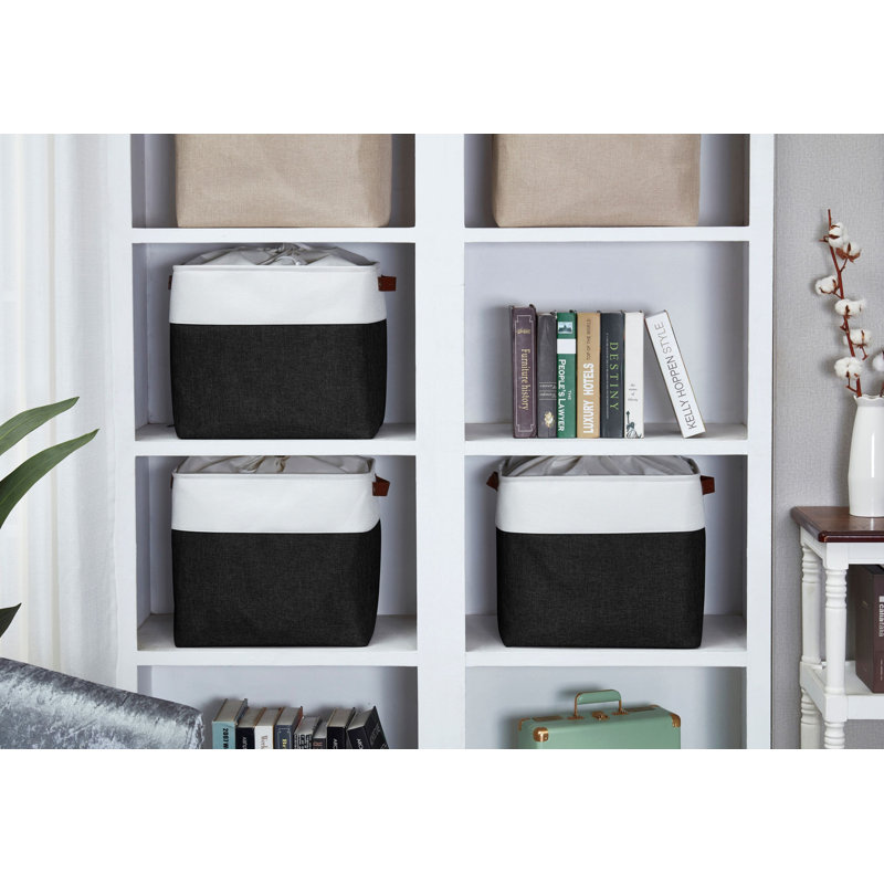 Bac en tissu robuste, Noir et blanc