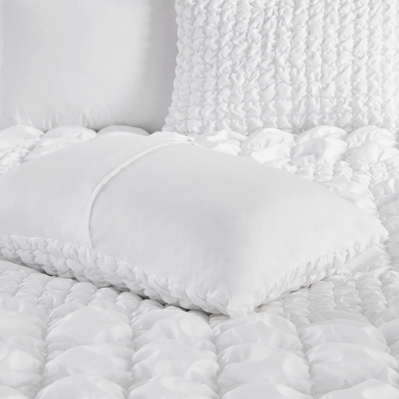 King White Ruched Microfiber Comforter Set