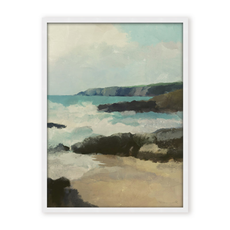 Coastal Retreat Rocky Beach, 48" H x 36" W x 2.375" D, Framed Canvas, White
