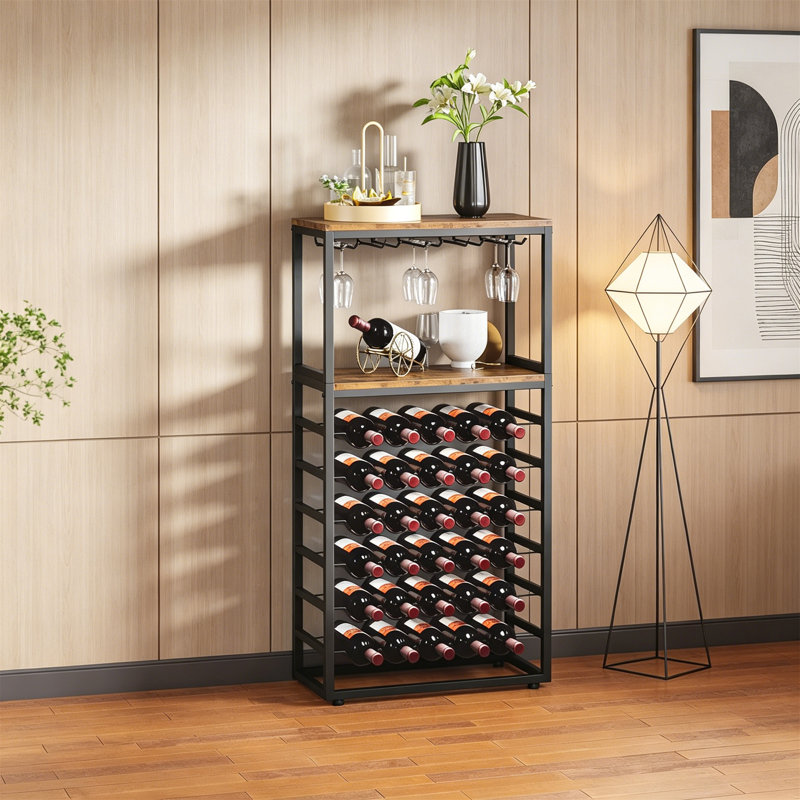 Wine Bottle & Glass Rack Black,Brown