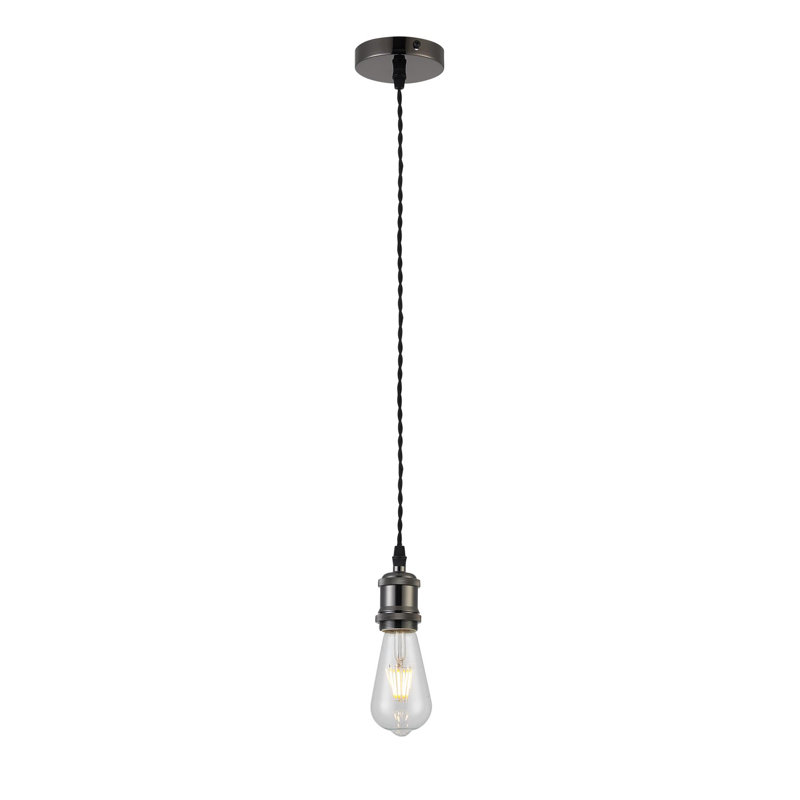 Poughkeepsie Braided Wire Suspension Bulb Holder and Ceiling Rose, Black Chrome