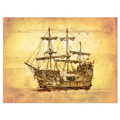 Bateau brun ancien en mouvement - impression