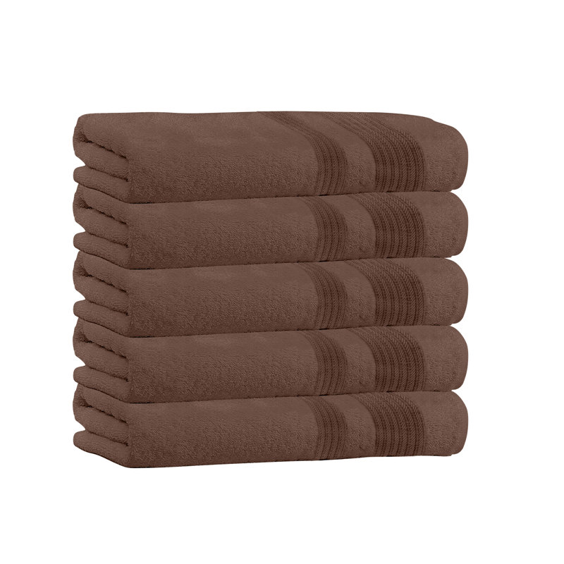  4 Piece 100% Cotton Bath Towel Set, Brown