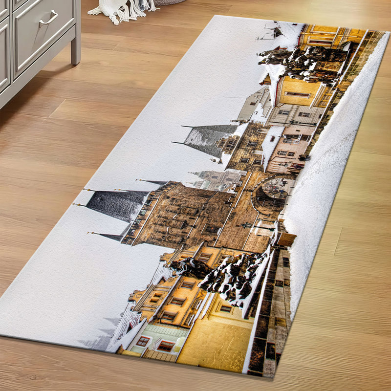 Non-Woven Soft Type Printed Rug with Intricate Floral and Leaf Pattern in Earthy Tones Suitable for Living Room, Dining Room, and Bedroom Flooring
