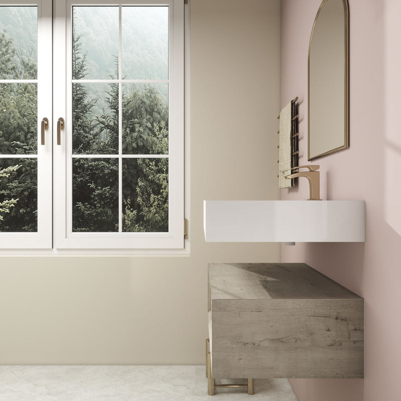 Alysa 30" Wall-Mounted Single Bathroom Vanity Set, White Oak