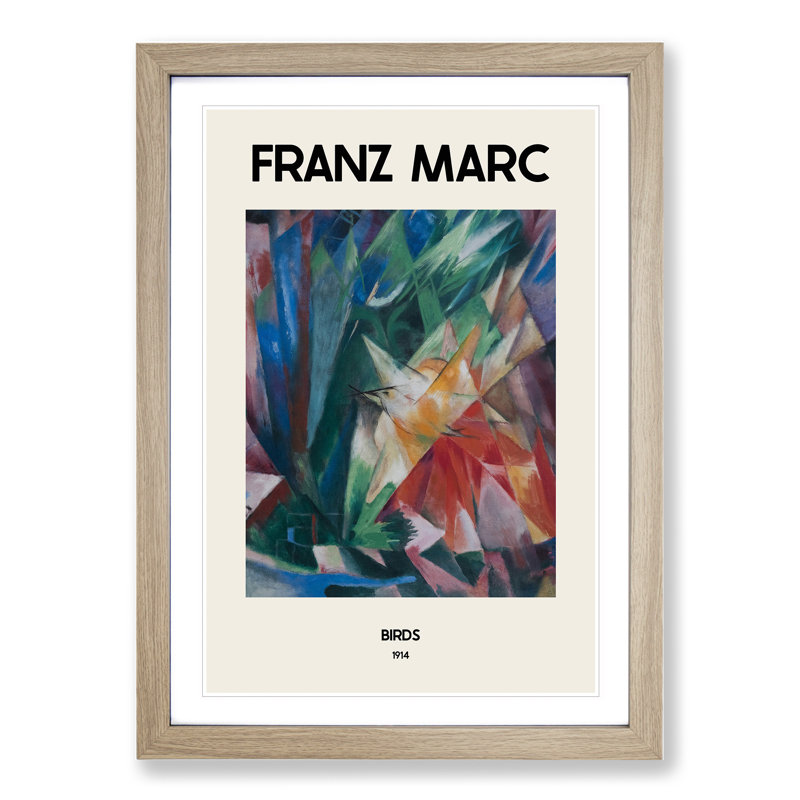 Birds by Franz Marc - Picture Frame Art Prints, Oak, 36cm H x 27cm W x 2cm D