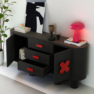 Italian Minimalist Design Black Decorative Cabinet