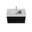 Meuble-lavabo moderne 36 po - Console murale avec lavabo blanc brillant et console en noyer noir doux