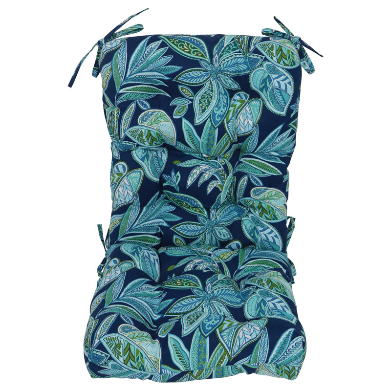 Coussin de chaise d'extérieur capitonné, Bleu / floral marine Crestwood, L 18 po x P 18 po