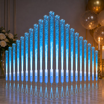 27-Piece Blue LED Fiber Optic Glow Wand Set with 3 Light Modes and Flashing Sparkler/Firework Effects for Weddings, Concerts, Halloween, Christmas and New Year Parties