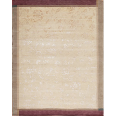 Presidential Hand Knotted Floral Area Rug in Light Gold