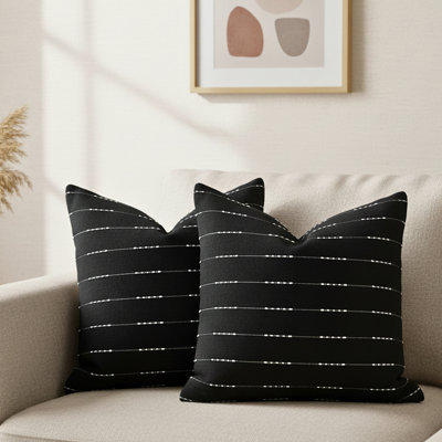 Coussin décoratif rayé, coussin en coton avec rayures tissées