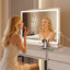 Miroir de maquillage lumineux, miroir de maquillage à DEL, trois modes d'éclairage couleur, commande tactile intelligente, miroir de coiffeuse 2-en-1-747690106