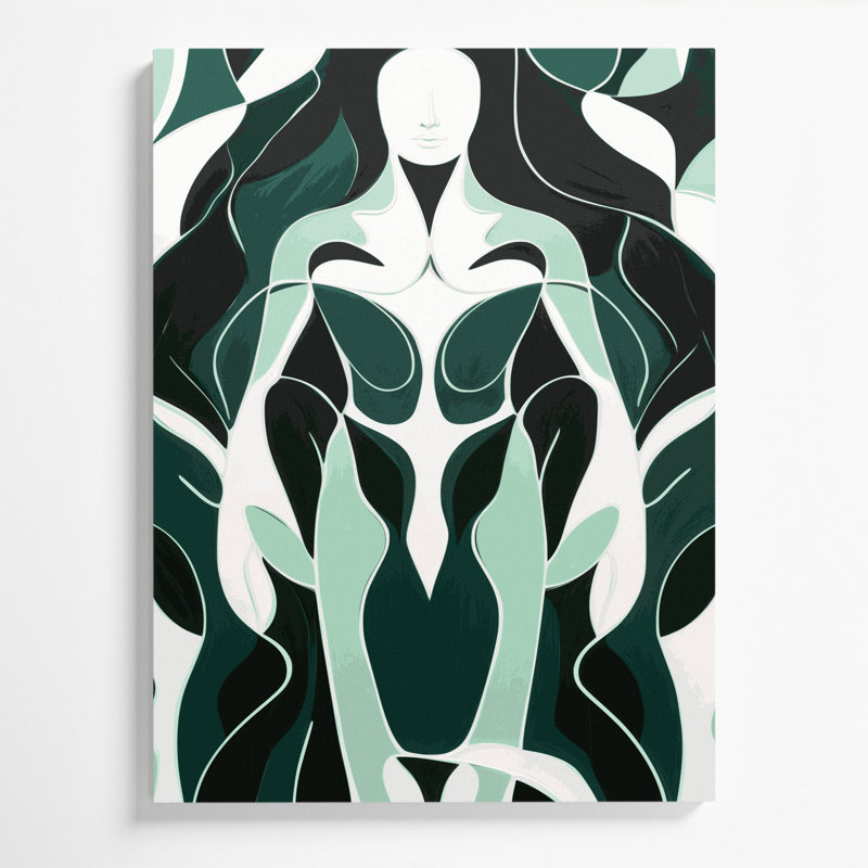 Art abstrait abstrait sur toile vert, H 20 po x l 16 po