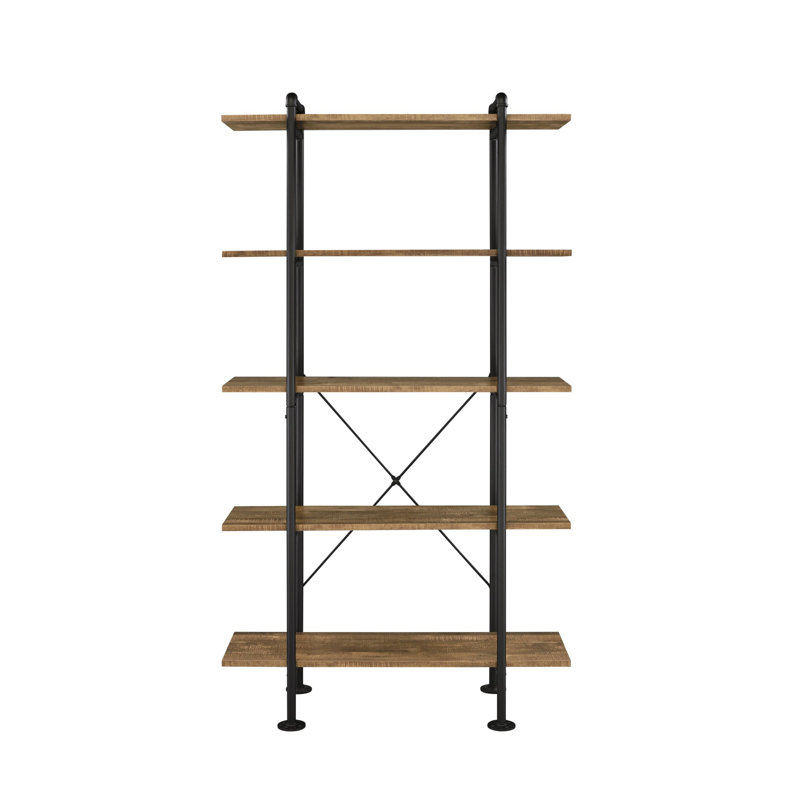 Rustic Oak & Black Finish Bookshelf
