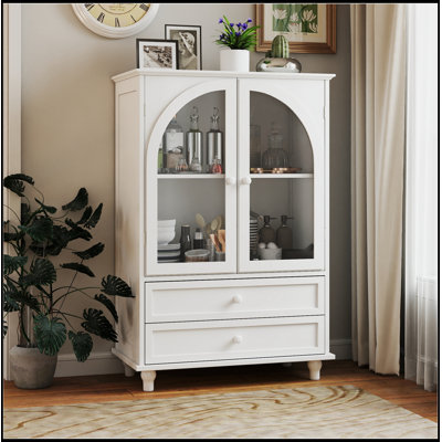Storage Cabinet with Glass Door and 2‑Drawer