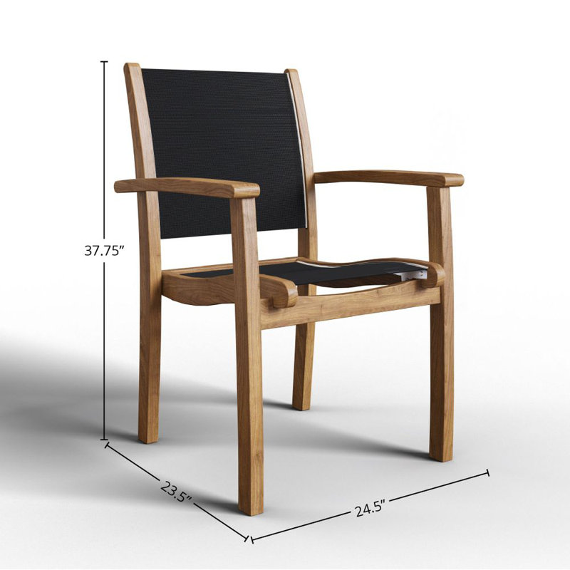 Outdoor Dining Armchair, Black/Natural
