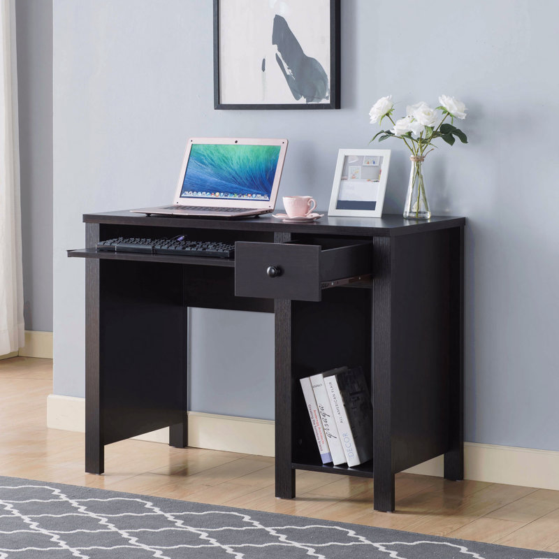 Bureau à domicile compact 39 po, bureau en espresso rouge cacao avec tiroir et clavier, Espresso