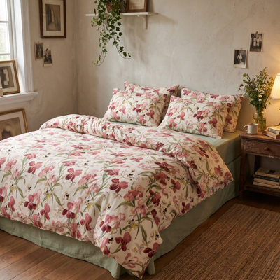 Blooming Glow Pink Floral Natural Cotton Comforter Set