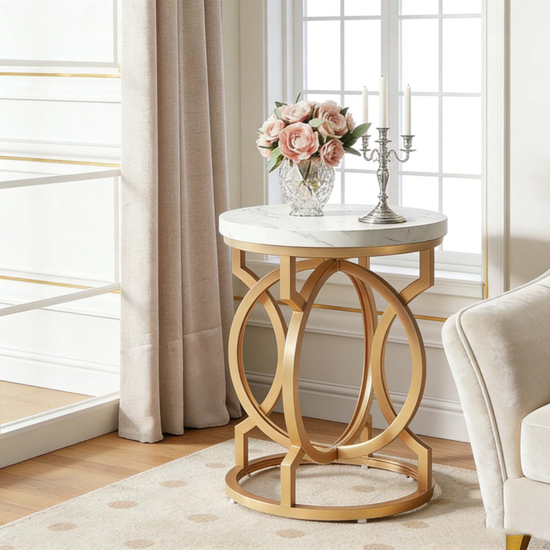 Table de chevet moderne avec plateau en faux marbre