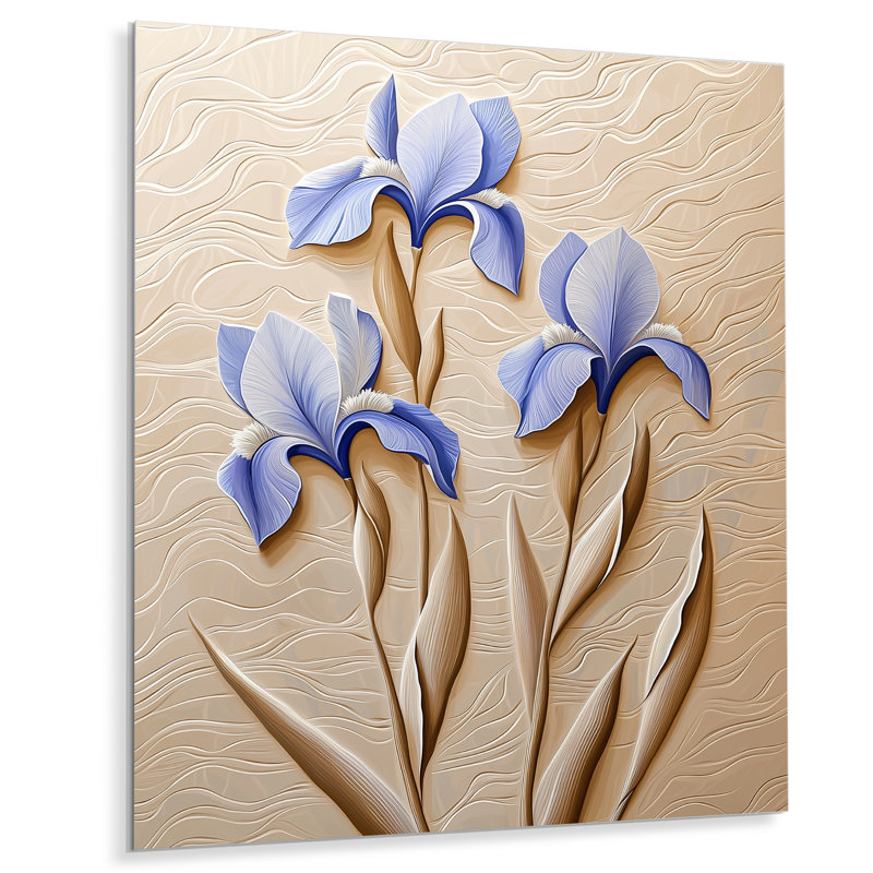 «Creamy Iris Symphony Garden I - Iris», impression murale traditionnelle en métal, H 40 po x l 30 po x P 0,84 po