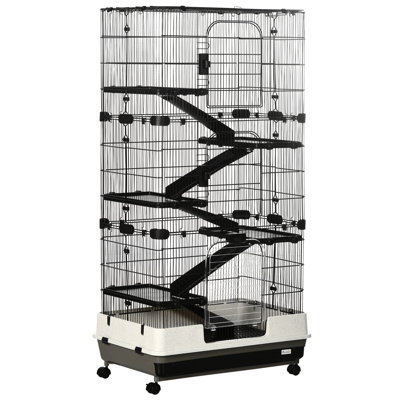Cage pour petits animaux avec roulettes, cage à lapin portable à 6 niveaux