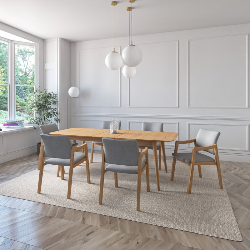 Iveta Rectangular Extendable Dining Table, Oak Wood