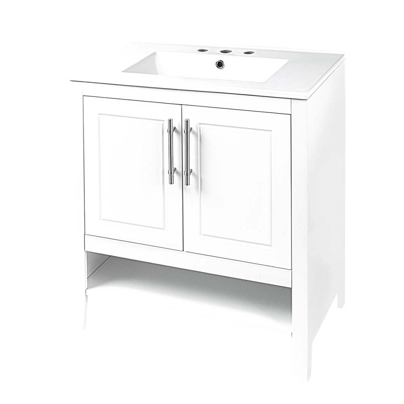 Meuble-lavabo simple 30 po avec comptoir, Blanc