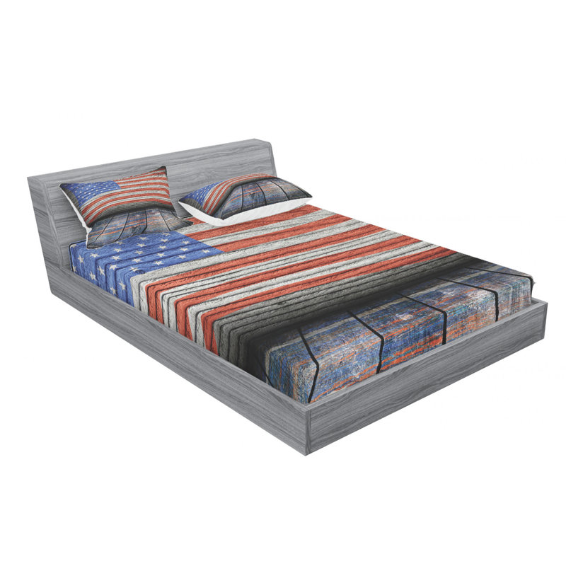 Microfiber Striped Sheet Set, Queen Sheet Set with Fitted Sheet